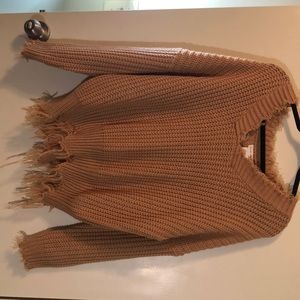 Tan/Brown frayed sweater